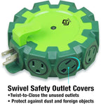 OSKOS Outdoor Outlet Extender, Heavy Duty 8 Outlet Power Adapter with Swivel Safety Covers, Resettable 15A Circuit Breaker, Power Indicator, for Outdoor lights, Holiday decorations Workshop. UL listed