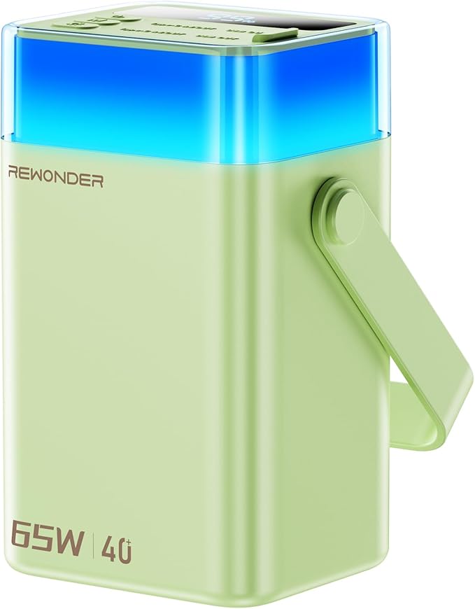 Portable Charger Power Bank, 65W Fast Charging 40000mAh Large Capacity Battery Pack with Digital Display & LED Ambient Light, Compatible with Laptop, iPhone, MacBook