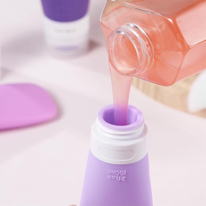 INSFIT Travel Bottles for Toiletries, TSA Approved 3oz Travel Size Containers, BPA Free Leak Proof Squeezable Silicone Tubes for Shampoo Conditioner Lotion Body Wash with Labels