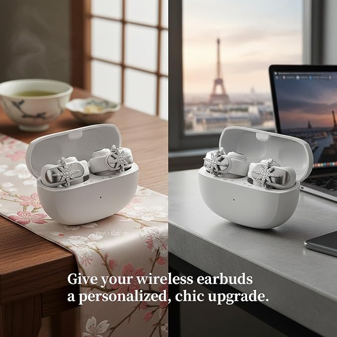 Clip on Earbuds Open Ear Accessories - Lightweight Clip-On Decor for Wireless Earbuds, Compatible with Bose Ultra Open Earbuds (Headphones not Included) (Silver)