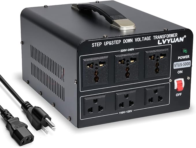 LVYUAN 5000 Watt Voltage Converter Transformer Heavy Duty Step Up/Down AC 110V/120V/220V/240V Power Converter with 3 US Outlets, 3 Universal Outlets, Resettable Circuit Breaker Protection