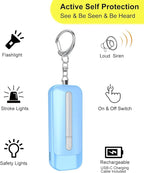 Personal Alarm for Women, Rechargeable with Safety Lights & Low Battery Notice, 130dB Siren with LED Flashlight Strobe Light for Emergency, Dual Light Sources Safety Keychain
