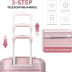 Somago Luggage Sets and Packing Cube Travel Set Lightweight Hardside Polypropylene Suitcases with Double Spinner Wheels and TSA Lock,Nude Pink