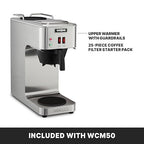Waring WCM50 Café Deco Pour Over Decanter Coffee Brewer, Stainless Steel Construction, Two Individually Operated Warmers, No Plumbing Required, 120V, 5-15 Phase Plug,Silver