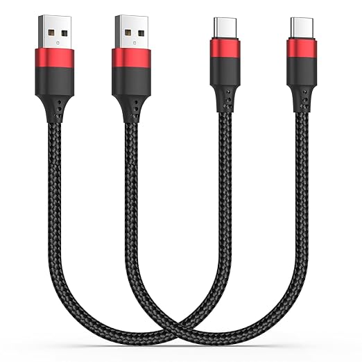 1.5ft USB C Cable, 2 Pack USB to USB C Cable 18 inch, Braided Type C Charger Cord Fast Charging for iPhone 17 16 15 Pro Max, Samsung Galaxy S25 S24 S23, Pxiel,USBC Short Cable for Car