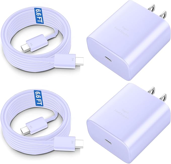 45W USB C Fast Charger Block Super Fast Charging Type C Charger for Samsung Galaxy S26 S25 S24 S23 Ultra/S26 S25 S24 S23 S22 S21 S20/Note 10/20,PPS Android Phone Charger with 6.6FT Cord-Purple