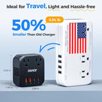 DOACE 100-240V to 100-120V Voltage Converter US to Europe for Hair Dryer - 2000W Converter for European Travel, Power Converter Adapter Combo with 2 PD/QC & UK/AU/US/IT/European Travel Plug Adapters