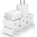 8Pack USB C Charger Block, iGENJUN 20W for Phone Fast Charger Wall Charger with PD 3.0, Compact Type C Power Adapter for Phone 17/16/15/14, Galaxy, Pixel, AirPods Pro (Arctic White)