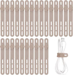Oligei 25 Pcs Silicone Cable Ties, Cable Ties Reusable, High Elasticity Cord Wraps for Electrical Cords, Cord Organizer for Earphone, Phone Charger(Khaki)