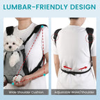 Dog Backpack Carrier, Front Pocket for Essentials, Legs Out Carrying Sling Travel Bag for Small Medium Dogs 2.5-4 Lbs, Soft Wearable Puppy Chest Carry Backpacks for Walking/Hiking/Camping/Traveling