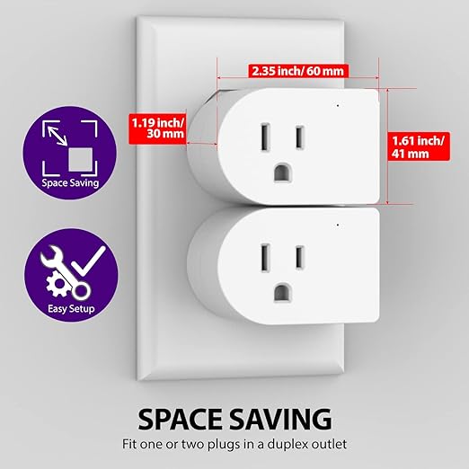 Fosmon Grounded Outlet with ON/Off Switch (2 Pack), 3 Prong Electrical Plug Outlet Extender Switch, 245J Single Port Power Adapter Surge Protector, 15A Circuit Breaker, White, ETL Listed