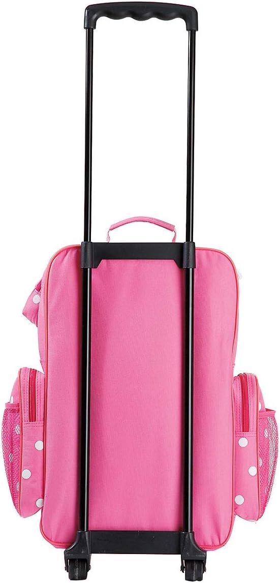 Lillian Vernon Personalized Personalized Kids Suitcases for Girls, 5-Pocket Pink Polka Dot Design Rolling Luggage Set, Customizable Travel Carrier on Wheels