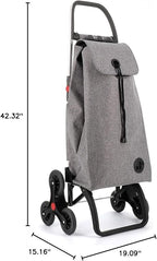 ROLSER I-Max Tweed 6 Wheel Stair Climber Foldable Shopping Trolley - Gray