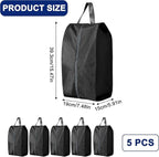 5Pcs Large Travel Shoe Bags Portable Travel Gifts Shoe Organizer with Zipper Closure, Waterproof Nylon Shoe Storage Organizer with Handle Travel Bags For Men and Women, Black