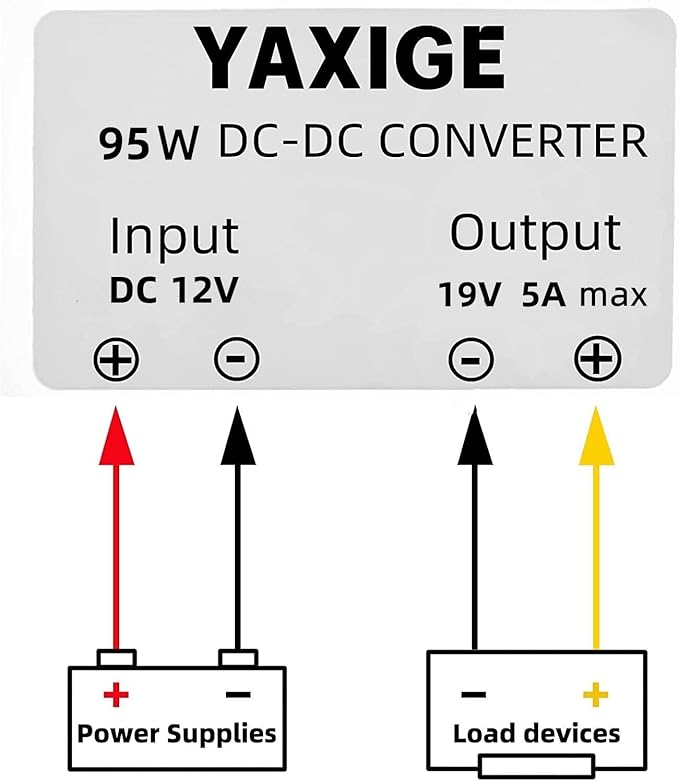 12v to 19v 5A 95W Boost Converter DC Power Adapter, Suitable for Cars, Trucks, Ships, LED Light Strips…