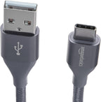 Amazon Basics Nylon Braided USB-C to USB-A 2.0 Fast Charging Cable, 480Mbps Speed, USB-IF Certified, for Apple iPhone 16/15, iPad, Samsung Galaxy, Tablets, Laptops, 6 foot, Dark Grey