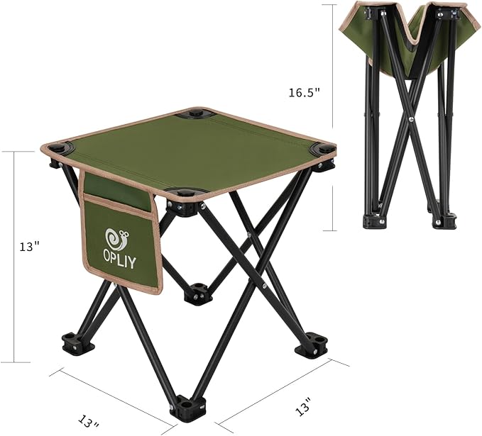 Opliy Camping Stool 2 Pack,Portable Folding Stool for Outdoor Gardening and Beach Hiking Fishing,Foot Stool with Carry Bag (Green)