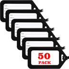 50 Pack Luggage Tag Bright Luggage Tags for Suitcases Bag Tags Name Tags for Kids Travel Accessories Must Haves by Sodsay (Black)