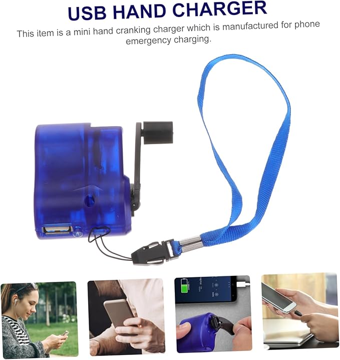 Housoutil 5pcs Hand Crank USB Charger Emergency for Cell Phone Power Bank Mix Connectors USB Cable