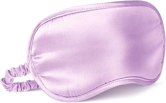 LULUSILK 100% Mulberry Silk Sleep Mask, Lavender Silk Eye Cover for Sleeping, Pack of 1