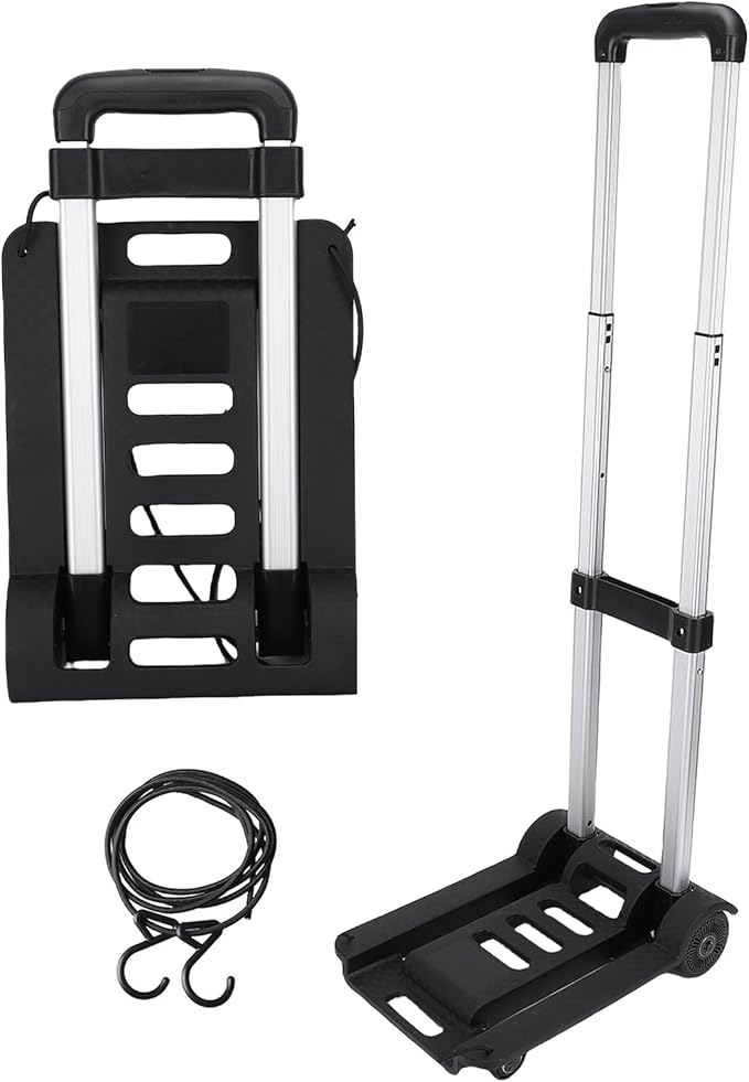 Folding Hand Truck,200lbs 4 Wheel Cart Collapsible Luggage Rolling Cart Enhanced Stability Easy Moving for Home Office Travel Shopping