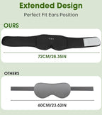 Bamboo Cotton Large Sleep Mask with Bluetooth Wireless Headphones - Blackout Eye Mask for Sleeping 3D Contoured Sleep Headband Ear Muffs Lengthen & Low Noise Hook for Better Experience (Black)