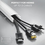 EVEO Cable Hider Wall - 153" Wall Cord Hider, Cable Concealer, Wire Covers for Cords - Wall Cable Hider and Cable Raceway for TV Cord Hider Wire Cover - 10X (L16 x W0.95 x H0.5) - Medium | White