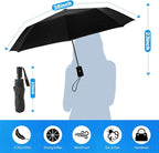 Travel Compact Umbrella, Folding Travel Umbrella for Rain and Shine Small, Windproof Automatic Open/Close, Portable Umbrellas