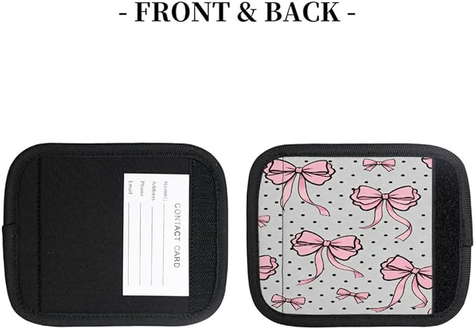 2 Pack Luggage Handle Wrap with Travel Tags - Non-Slip Protective Cover Soft Handle Grips Covers for Suitcase(Polka Dot Bow)