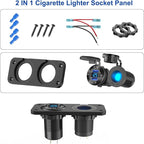 2025 Upgraded 4 Port 12 Volt USB Outlet Cigarette Lighter Socket Panel, Dual PD3.0 and Dual QC3.0 USB Ports Aluminum Car Charger with Voltmeter, Lighted 150W Socket, 2 in 1 DIY Kit for Boat RV, etc.