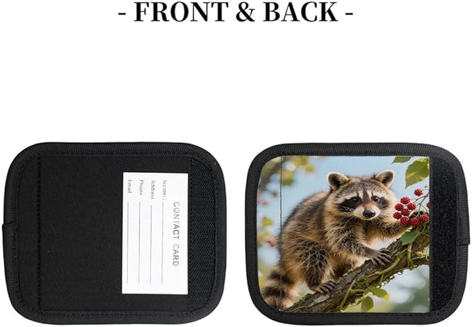 2 Pack Luggage Handle Wrap with Travel Tags - Non-Slip Protective Cover Soft Handle Grips Covers for Suitcase(Red Panda)
