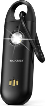 TECKNET Personal Safety Alarm,Portable Personal Alarm for Women with Flashing Strobe Light & Low Battery Alert,130dB Rechargeable Emergency Keychain Alarms for Women ,Men,Kids,Seniors(Black)