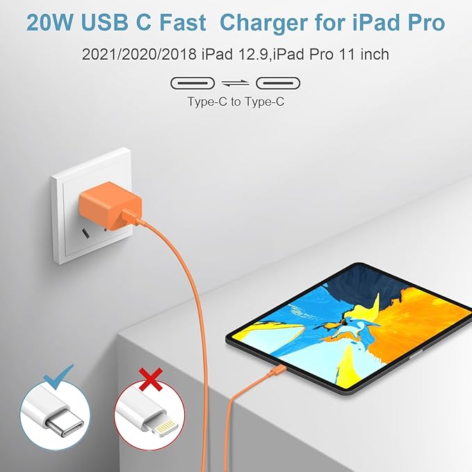 iPhone 17 16 15 Charger Fast Charging Type C Chargers USB C Charger Block iPhone 17 16 15 Air Pro Max Chargers with 6FT Cable for iPhone 17/17 Plus/17 Pro Max/16/16 Plus/16 Pro Max/15 Pro Max(Orange)
