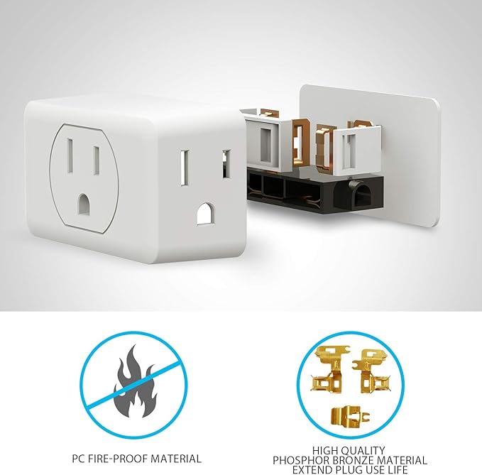 Multi Plug Outlet Extender, VINTAR 3 Outlet Adapter, Multiple Outlet Splitter, Grounded Wall Tap Adapter, Power Plug Expander for Travel Home Office Dorm, 3 Pack
