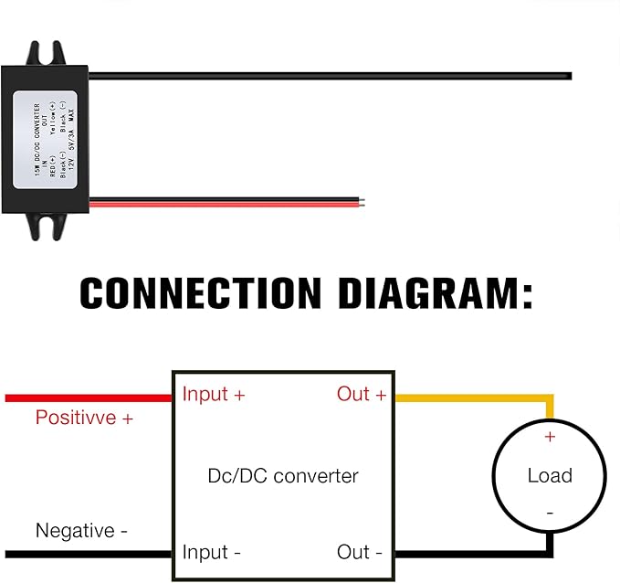 Weewooday 1 Piece 12v to 5v Dc Converter Buck Module USB Output Power Adapter Dc Car Power Converter Regulator