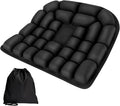 Seat Cushion, Office Chair Cushion with Storage Bag, Travel Seat Cushion for Airplane, Press Type Air Inflatable Airplane Seat Cushions for Plane, Car, Office (Single-Sided Black, Round)