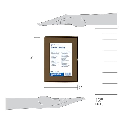 First Aid Only 90583 25-Person Emergency First Aid Kit Refill Supplies for Business, Compatible with First Aid Only ANSI 2015 A 90560, 90562 and 90588 Kits, 89 Pieces