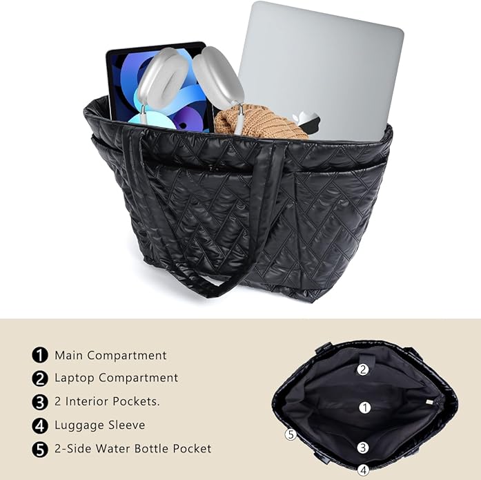 BUG Lightweight Women Laptop Tote Bag for Work, Casual Handbag for Travel Beach College Teacher