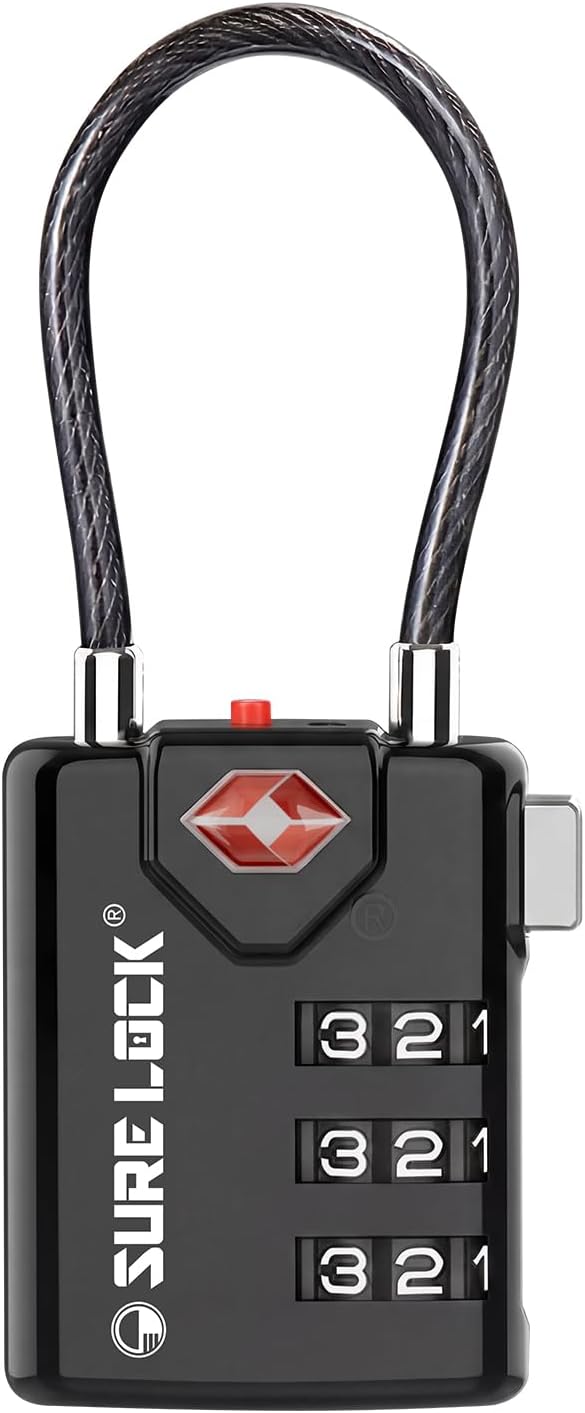 SURE LOCK TSA Compatible Travel Luggage Locks, Inspection Indicator, Easy Read Dials TSA Approved with Zinc Alloy