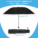 Hillban Set of 12 Windproof Travel Umbrellas Bulk Portable Folding Compact Umbrella for Rain Sun for Wind Backpack Men Women