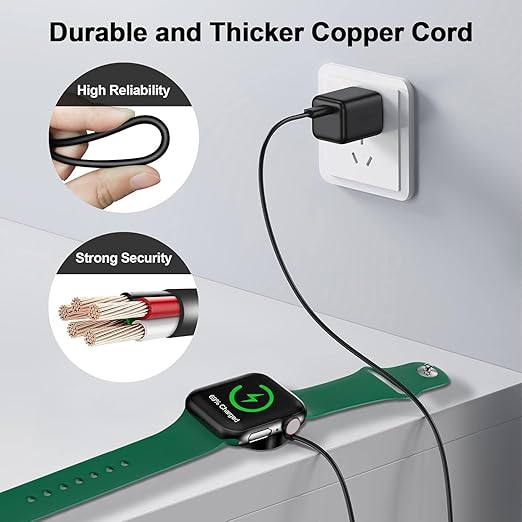 𝟐𝟎𝟐𝟔 𝐔𝐩𝐠𝐫𝐚𝐝𝐞𝐝 for Apple Watch Charger Magnetic Fast Charging Cable [Portable] Magnetic Wireless Charging Compatible with iWatch Series Ultra/SE/11/10/9/8/7/6/5/4/-[3.3FT] Black