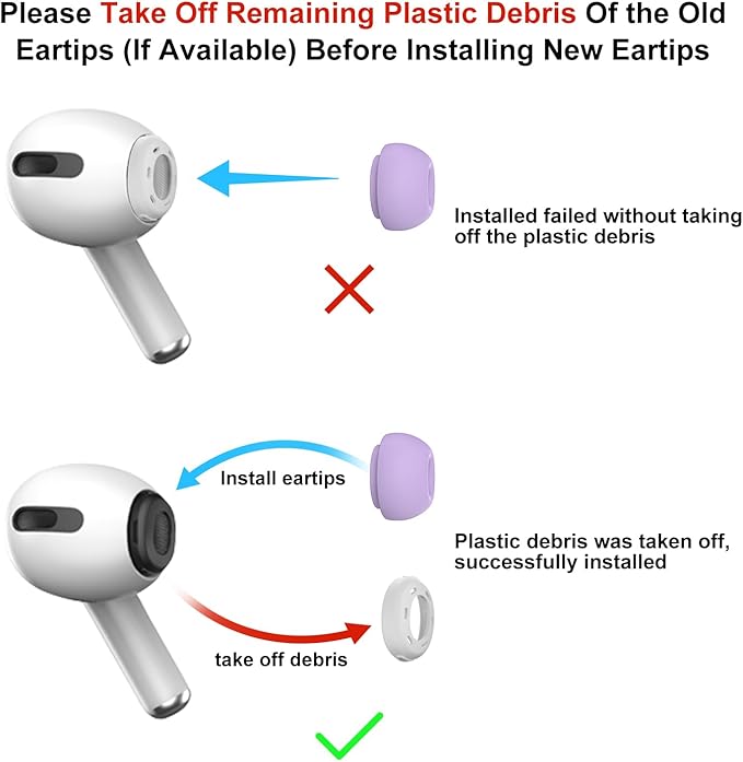 3 Pairs Replacement Ear Tips for AirPods Pro and 2nd Generation with Noise Reduction Hole, Silicone Ear Tips for AirPods Pro with Portable Storage Box and Fits in Charging Case (S/M/L, Lavender)