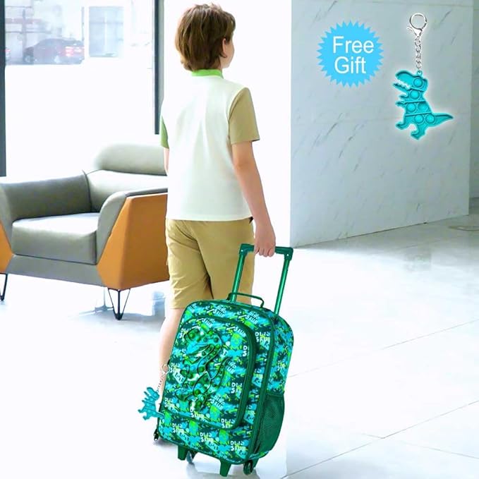 WZLVO Kids Luggage for Boys and Girls, Cute Dinosaur Unicorn Rolling Wheels Suitcase for Toddler Children