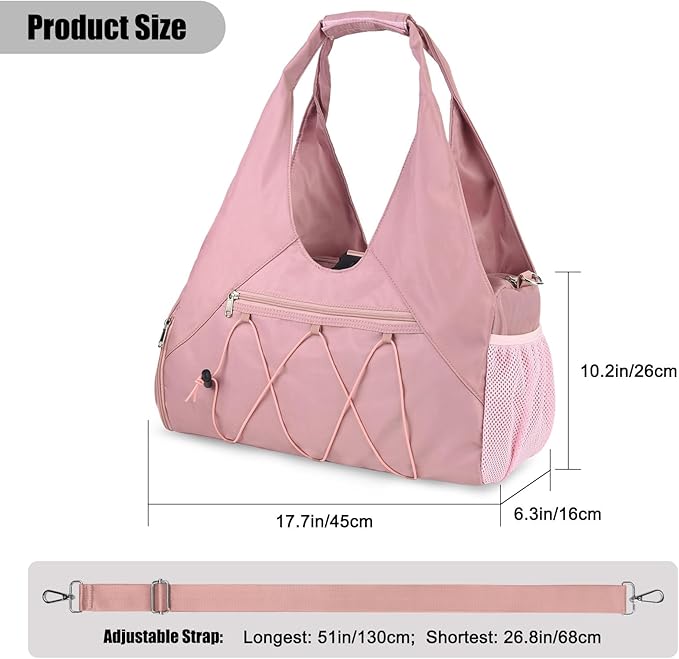 Forestfish Gym Bag For Women With Yoga Mat Holder & Shoe Compartment & Wet Dry Storage Pocket & Adjustable Strap