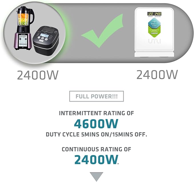 UMI 2400W Step Up Voltage Converter, Heavy Duty Power Transformer for Large Capacity Devices, Europe Appliance 110v to 220v