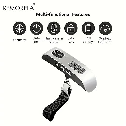 Luggage Weight Scale, Luggage Scale Electronic Digital Scale Equipped with Temperature Sensor Portable Handheld Travel Suitcase Bag Hanging Scale,for Travel