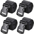 MAGARROW 2" Utility Luggage Straps with Buckle Adjustable, 4-Pack (Black, 2 in x 3.2 ft)