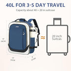 KROSER Laptop Backpack Large Computer Backpack Fits up to 17 Inch Laptop Water-Repellent 40L Travel Backpack Casual Daypack for Business/College/Women/Men-Beige/Haze Blue/Black