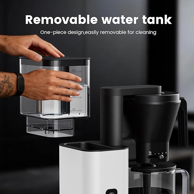 Kismile 8-Cup Drip Coffee Maker,SCA-Certified,Rapid Heating System for Seconds Brewing,Automatic Pour Over Coffee Machine,Detachable Water Tank,Deep Cold Brew & Keep Warm 40 Min, Easy to Clean (White)