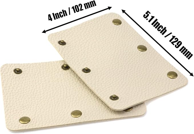 Mcredy 2 Pcs Leather Wrap Cover Soft Luggage Bag Grip Protector with Metal Clasp Purse Strap Pad Handle Covers for Shopping Travel Bags Suitcase, Beige